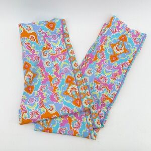 Gretchen Scott Gripeless Watteau S  Blue Orange Paisley Damask Ankle Pants
